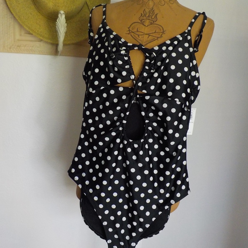 Black & White Polka Dot One Pc Swim Suit